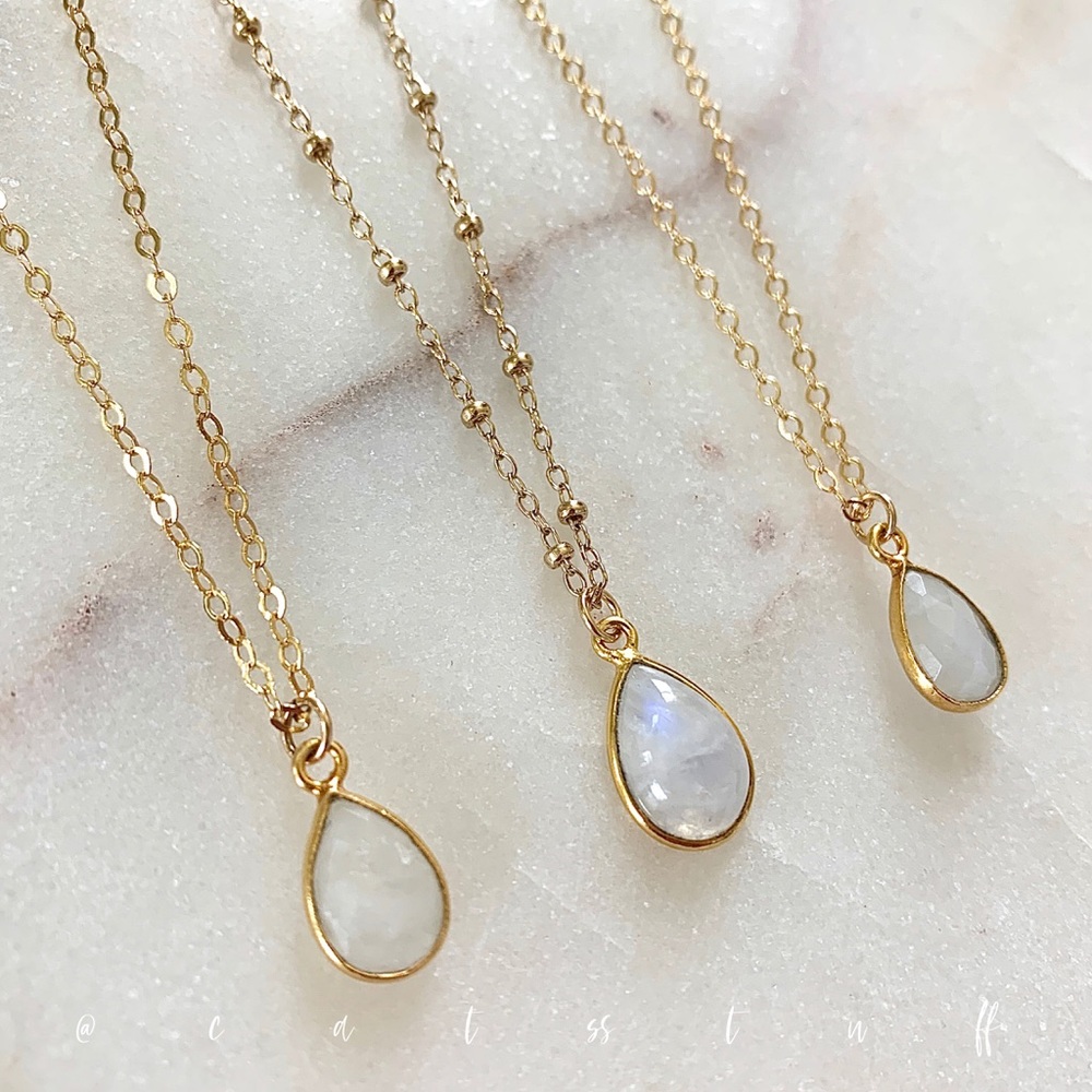 14k Gold Filled Rainbow Moonstone Necklace